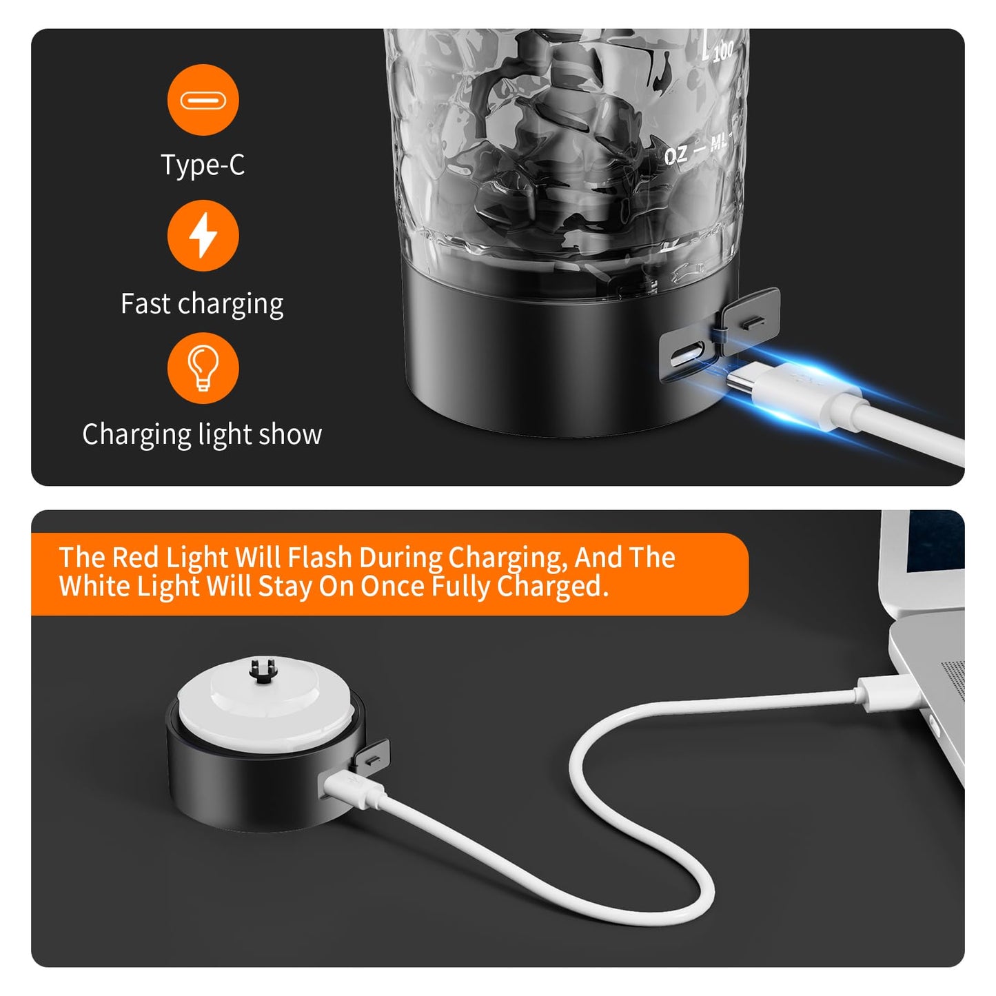 FANS-ONE Premium Electric Protein Shaker Bottle, 24 oz Lockable Blender Shaker Bottles, Made with Tritan, BPA Free, USB Rechargeable Mixer Blender Cup for Protein Shakes
