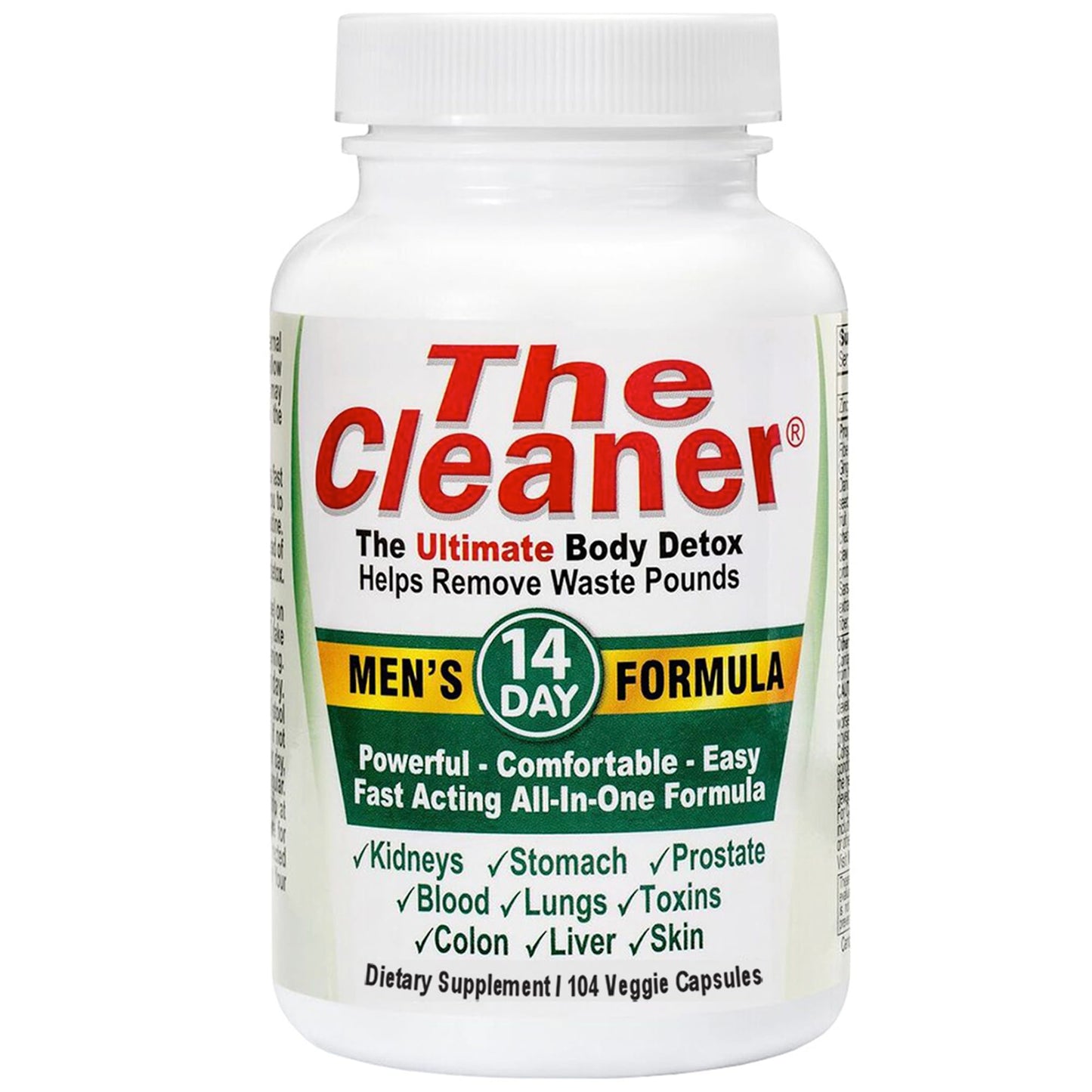 Century Systems The Cleaner Detox, Powerful 14-Day Complete Internal Cleansing Formula for Men, Support Digestive Health, 104 Vegetarian Capsules (Two 7 Day treatments)