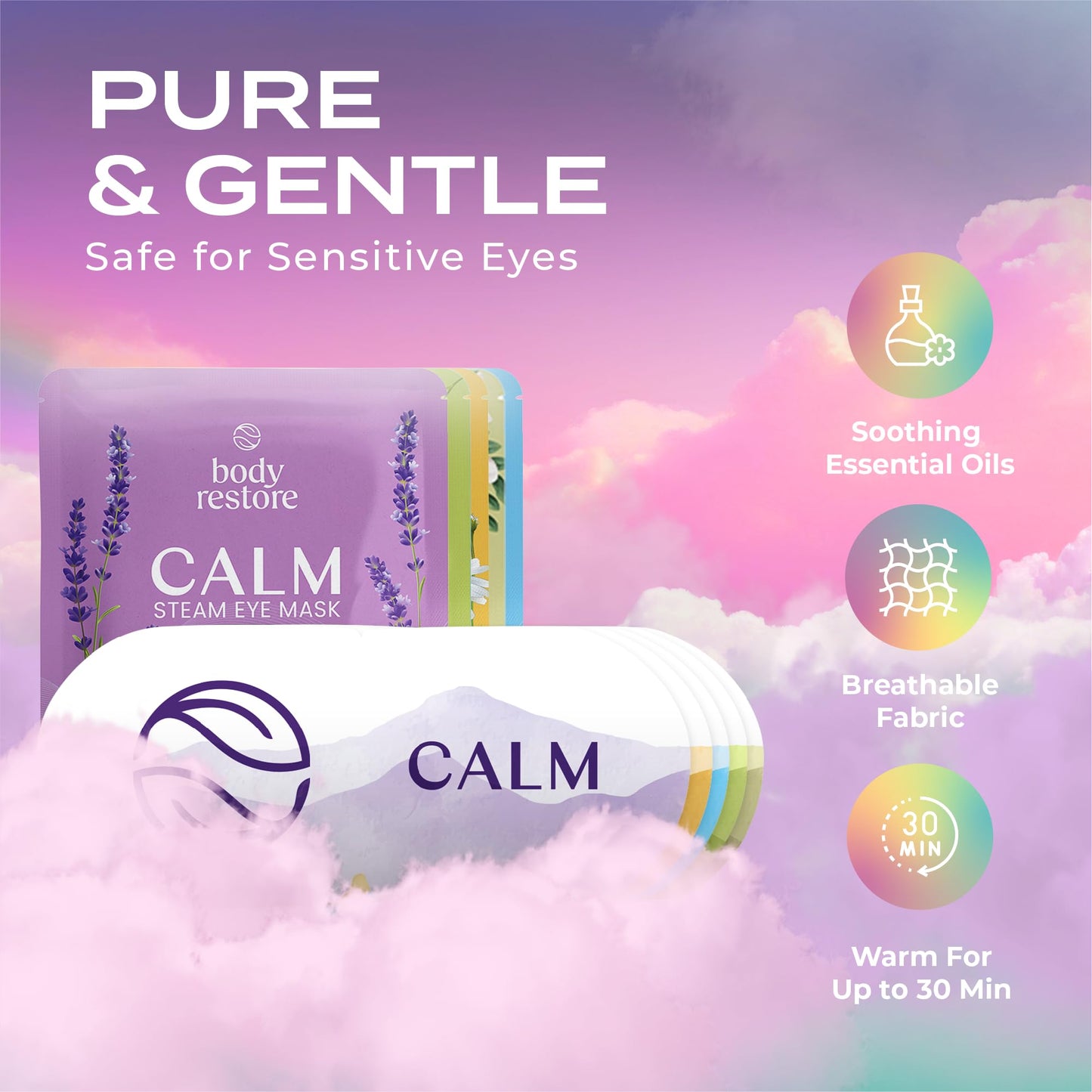 Body Restore Self Heating Warm Compress for Dry Eyes 5 Pack - Heated Eye Mask for Fast Relief, Birthday Gifts for Women, Men, Stye Eye Treatment, Relaxation, Travel Essentials - Variety