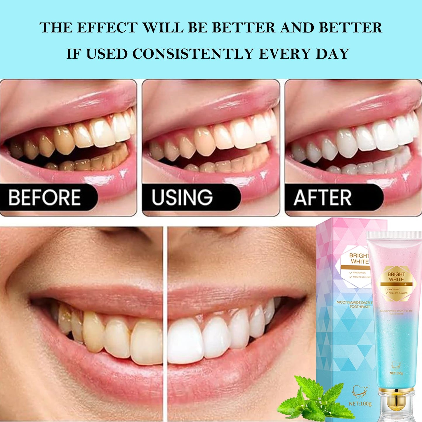 Ayzololo Niacinamide Whitening Toothpaste,Fresh Breath,Remove Tooth Stains,3.53 oz/ 100g