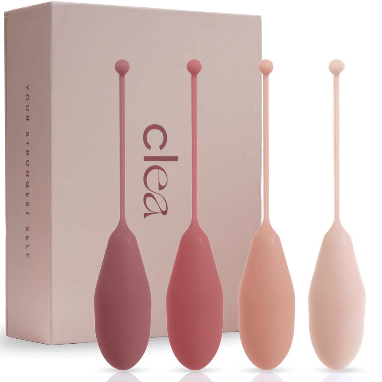 Clea Pelvic Floor Muscle Trainer Set for Women - Set of 4 | Premium Weighted Exercise Balls for Women for Pelvic Floor Strengthening and Tightening, Improved Bladder Control, Prolapse Prevention