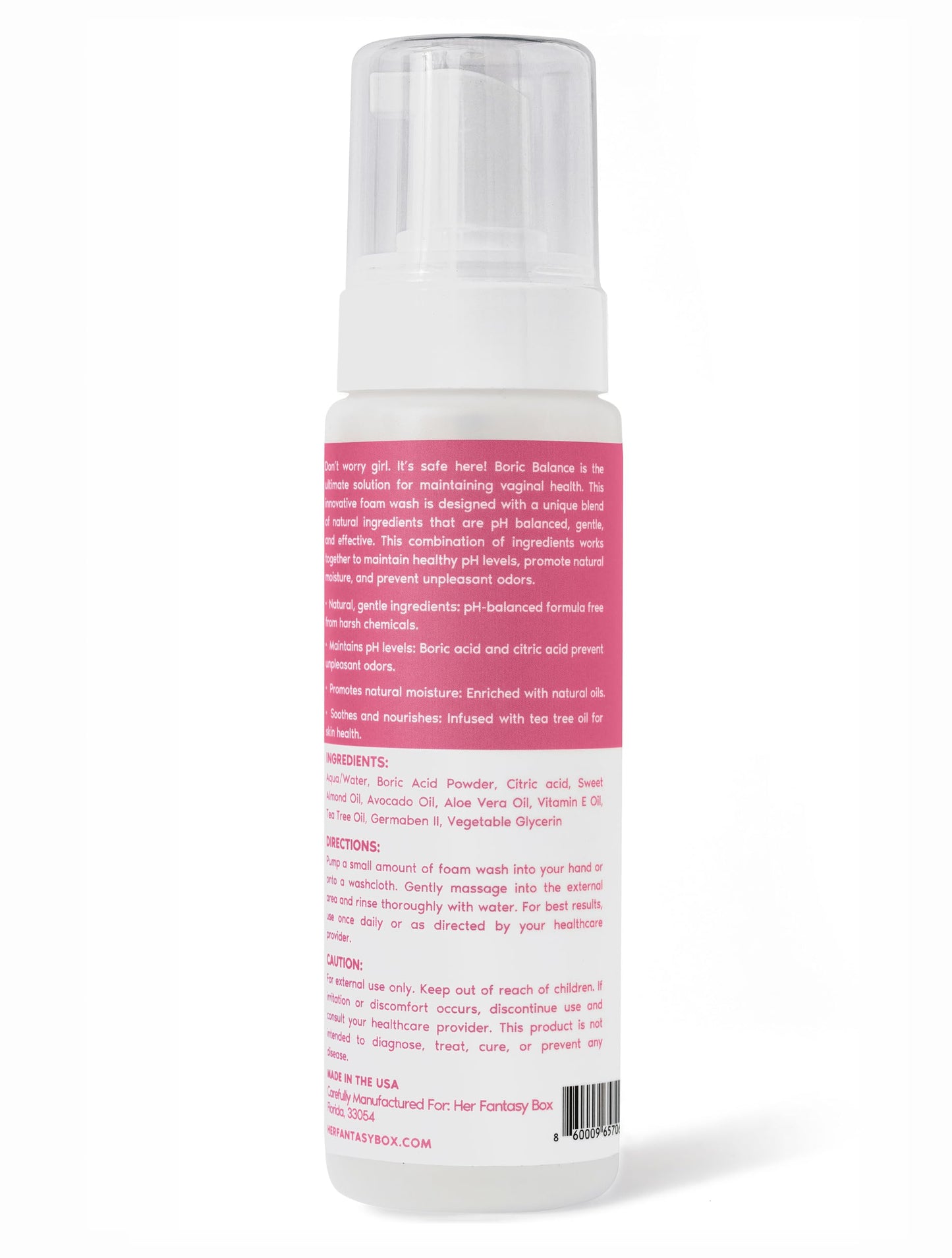 Her Fantasy Box | Boric Balance Yoni Foam Wash - Naturally Safe, pH-Balancing, Gentle Cleansing Formula for Daily Care, Odor Control, and Feminine Hygiene