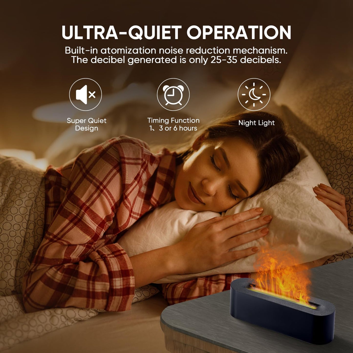 YALEDI Essential Oil Diffuser, Fireplace Fire Flame Aromatherapy Diffuser, 150ml Ultrasonic Cool Mist Humidifier, Scent Aroma Diffuser with 7 Colors Light, Timer & Auto-Off for Home, Room (Black)
