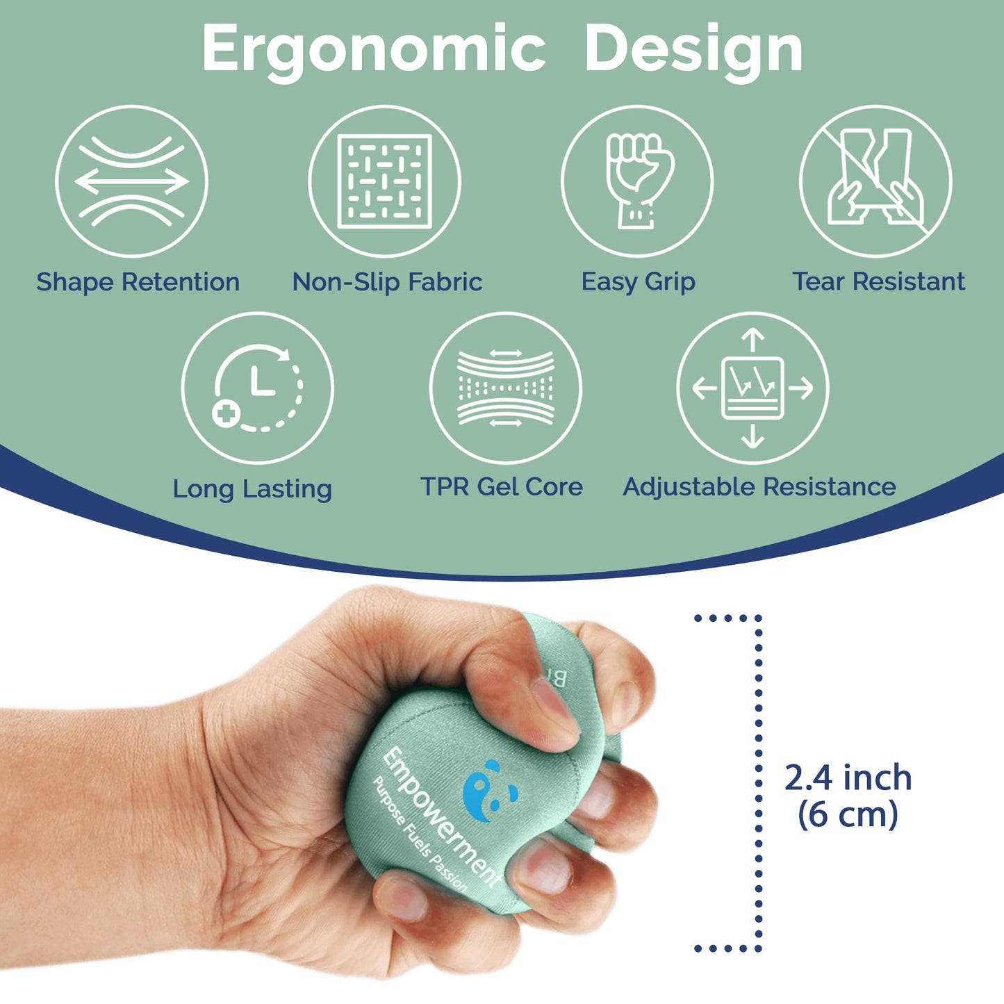 Mind & Body Stress Balls For Adults - Tri-Density Hand Therapy Exercise Squeeze Balls - Grip Strengthening For Hand Therapy - Anxiety And Stress Relief - Physical Therapy Support Fidget with Gel Core