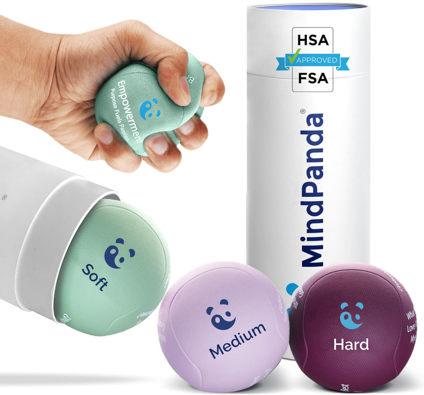 Mind & Body Stress Balls For Adults - Tri-Density Hand Therapy Exercise Squeeze Balls - Grip Strengthening For Hand Therapy - Anxiety And Stress Relief - Physical Therapy Support Fidget with Gel Core