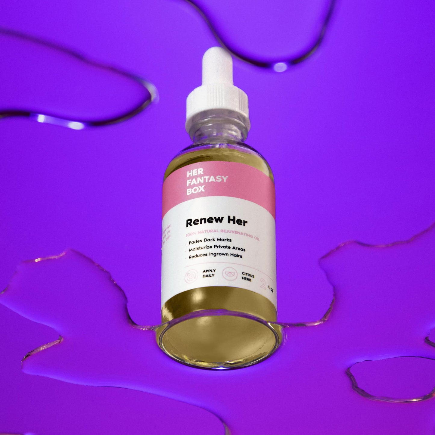 Her Fantasy Box | Renew Her - Natural Rejuvenating Yoni Oil for Dark Spots, Ingrown Hair, and Skin Brightening - Nourishing, Moisturizing Formula for All Skin Types