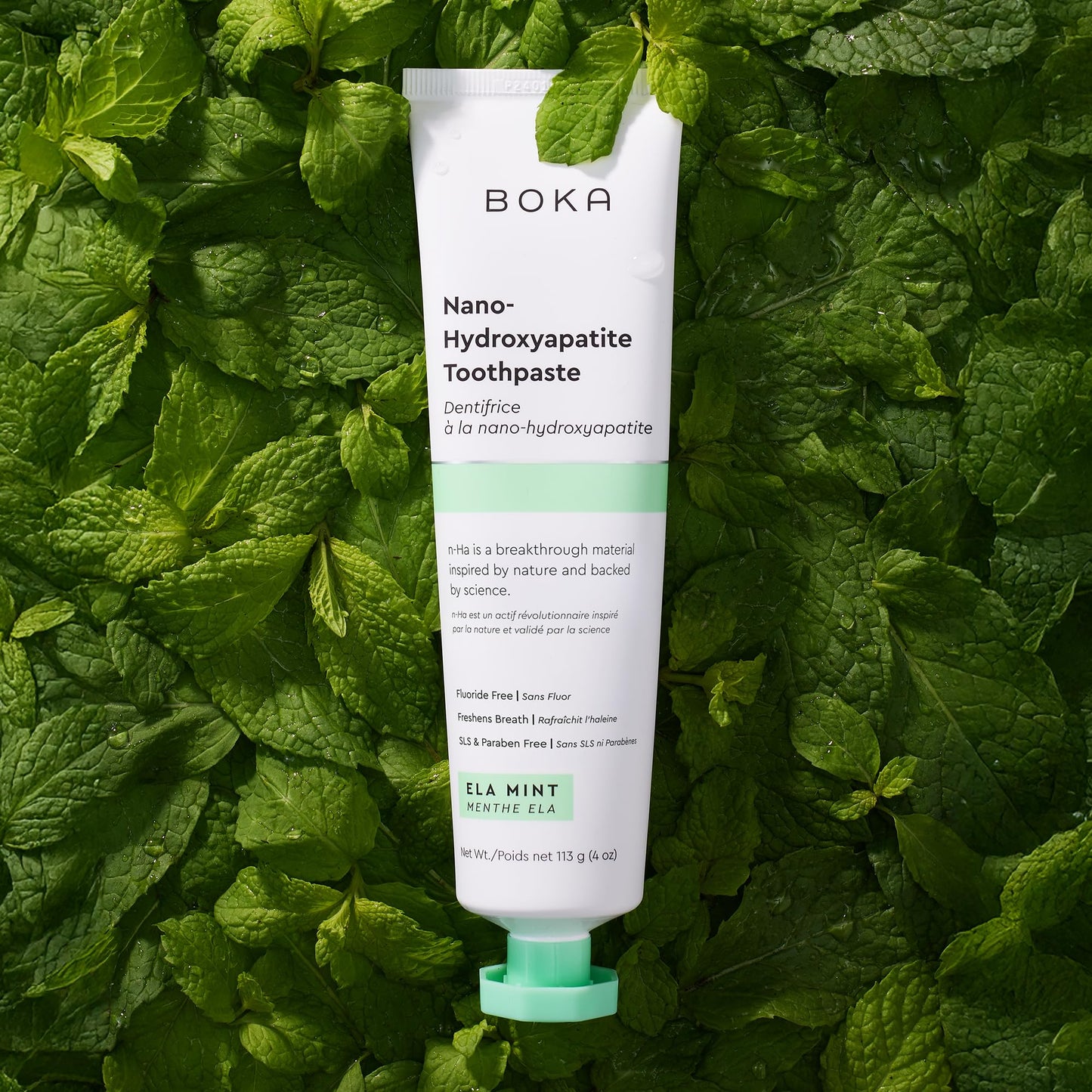 Boka Fluoride Free Toothpaste, Nano Hydroxyapatite Toothpaste, Appropriate for Sensitive Teeth - for Adult, Kids Oral Care - Ela Mint Flavor, 4 Fl Oz 1Pk US Manufactured