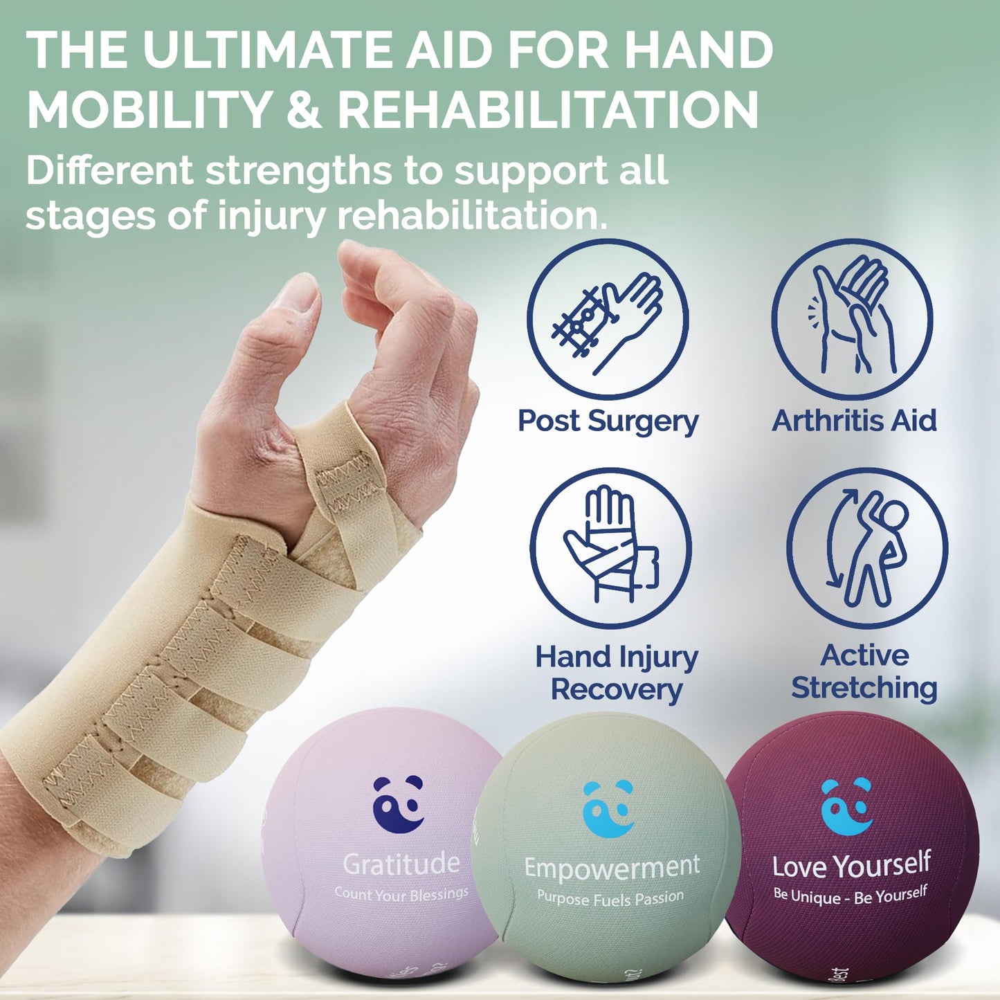 Mind & Body Stress Balls For Adults - Tri-Density Hand Therapy Exercise Squeeze Balls - Grip Strengthening For Hand Therapy - Anxiety And Stress Relief - Physical Therapy Support Fidget with Gel Core