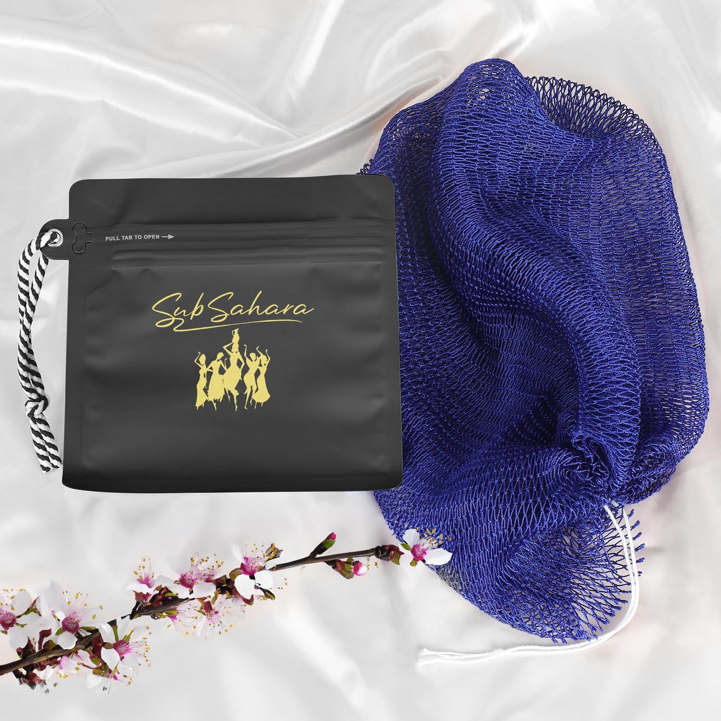 SubSahara African Net Sponge Authentic - 2 Pieces Exfoliating Scrubber for All Skin Types, Ideal for Face & Body Daily Use, Durable, Gentle Exfoliation (Blue & Purple)