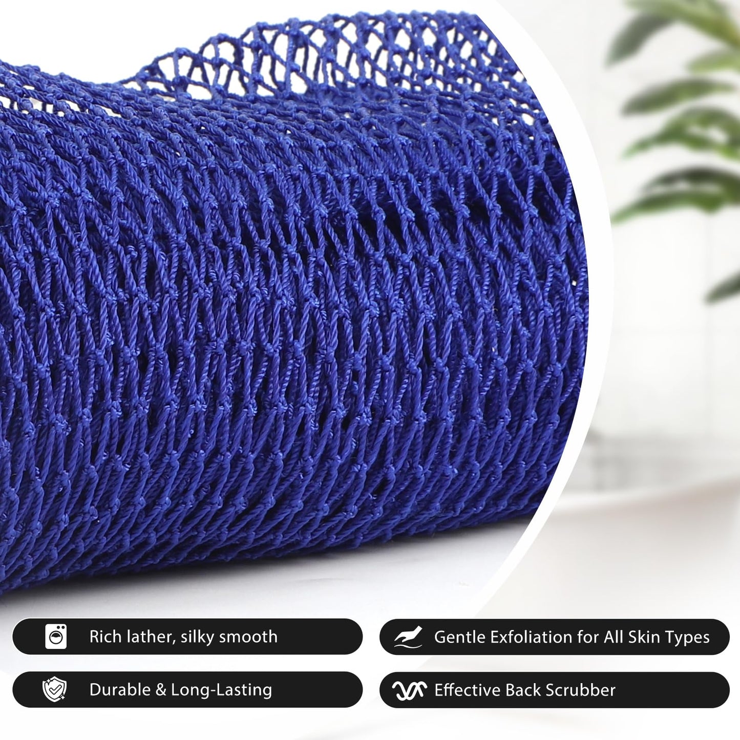 SubSahara African Net Sponge Authentic - 2 Pieces Exfoliating Scrubber for All Skin Types, Ideal for Face & Body Daily Use, Durable, Gentle Exfoliation (Blue & Purple)