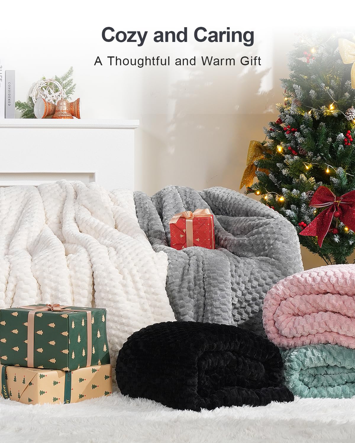 Super Soft Luxury Fleece Sherpa Weighted Blanket 15 lbs for Adults, Turtle Shell Fuzzy Cozy Fluffy Queen Size Weighted Throw, Ceramic Beads Washable Heavy Blankets for Couch Bed, Grey, 60" x 80"