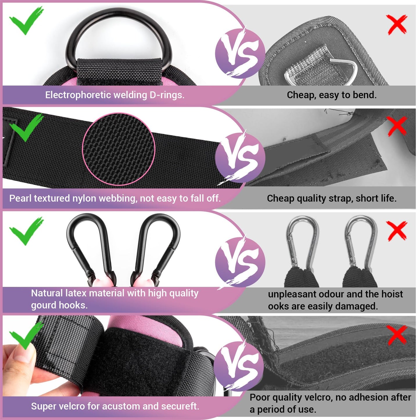 Ankle Resistance Bands with Cuffs, Ankle Bands for Working Out, Ankle Band Cuff for Kickbacks Hip, Leg Glute Exercise Equipment with Training Poster, Resistance Band with Ankle Cuffs for Women(Pink)