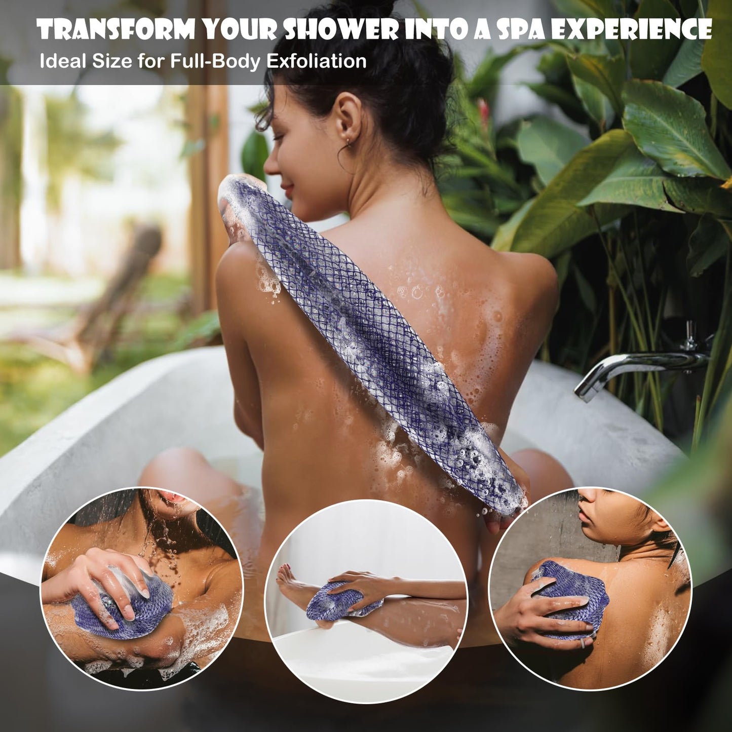 SubSahara African Net Sponge Authentic - 2 Pieces Exfoliating Scrubber for All Skin Types, Ideal for Face & Body Daily Use, Durable, Gentle Exfoliation (Blue & Purple)