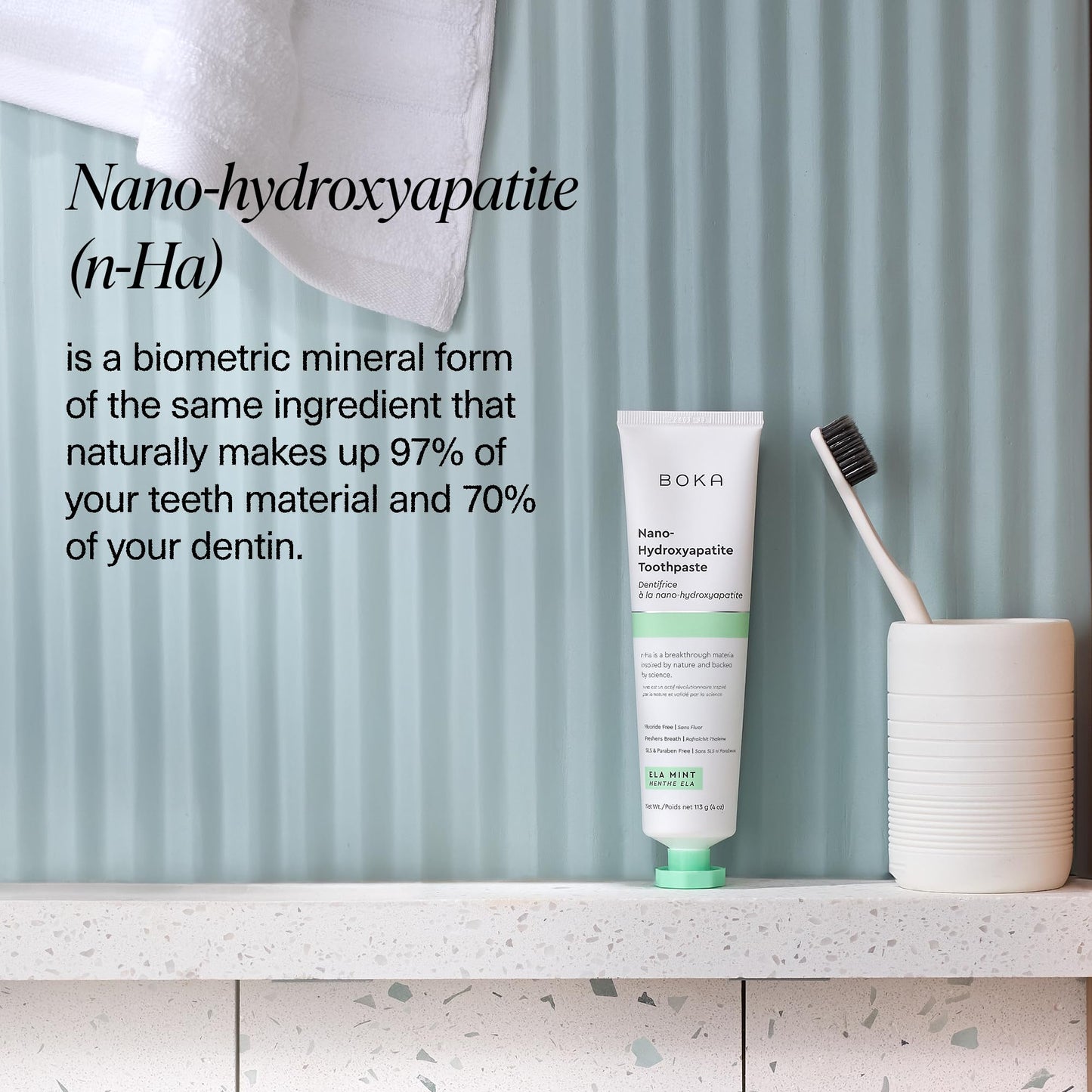 Boka Fluoride Free Toothpaste, Nano Hydroxyapatite Toothpaste, Appropriate for Sensitive Teeth - for Adult, Kids Oral Care - Ela Mint Flavor, 4 Fl Oz 1Pk US Manufactured